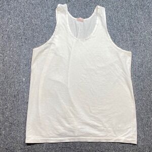 Guitar Tank Top Sz M‎ Mens White Vintage 90s Skater Grunge Scoop Neck TShirt 48